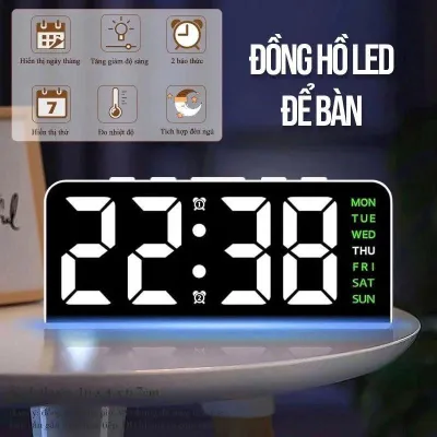 Đồng Hồ Báo Thức LED Điện Tử Đa Năng Hiển Thị Nhiệt Độ Ngày Giờ Chuông Báo Đèn Nền Đổi Màu