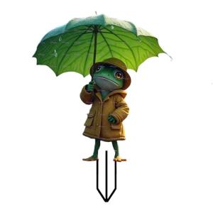 Decorative 2D Flat Acrylic Frogs with Umbrella Garden Lawn Stake Creative Ornament For Outdoor Potted Decoration