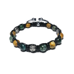 CW Jewels Collection - 8mm Braided Bracelet - Jasper Stones with Faceted Zircon Spacers