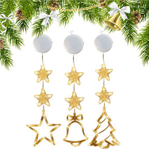 Christmas Indoor Star Window Light Warm White 3 Pack Window Hanging Light Battery Operated with Suction Cup for Christmas Home Shop Party Gifts
