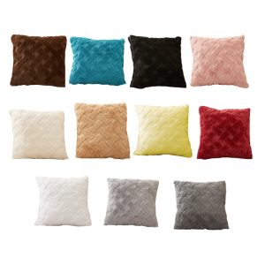 Luxurious Faux Rabbit Furry Pillowcase Cushion Cover Pillow Sleeve with Striped Designs for Home Decoration 45x45cm