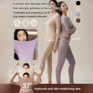 【Hyaluronic Acid Infused】Womens Thermal Underwear/Warm Suits/Skin-Firming Base Layer For Dry Skin Relief Soft High Elasticity Seamless Comfort Winter Clothing
