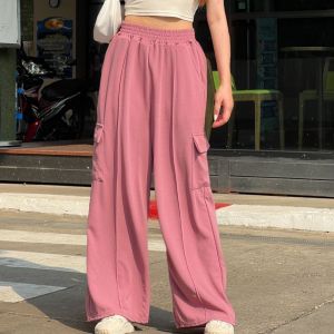 กางเกงคาร์โก้ เอวฟรีไซต์ยางยืด กระเป๋าใช้งานได้จริง  ผ้าผ้าลินินนุ่มใส่ง่ายไม่บาง K9189