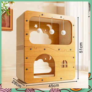 46cm Cat Wooden House Tahan Lama  Wood Box Lego Cat House Wooden House Wood Cage Rumah Kucing Kotak