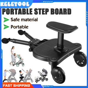 Fashion baby stroller pedal adapter with detachable seat 2 in 1 comfortable wheeled baby stroller ride board with wheels