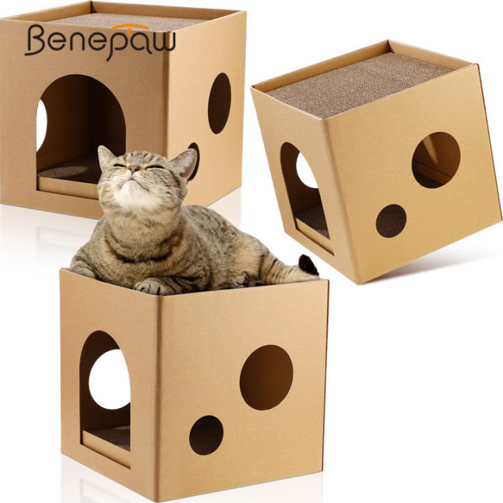 Benepaw Cat Cardboard House Corrugated Kitty Scratcher Pads