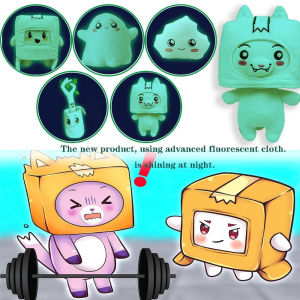 Lankybox Glow In The Dark Plush Foxy Boxy Ghosty Lanky Box Turned Doll Girl Bed Pillow Removable Soft Toy Children Gift