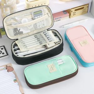 MIKIYO FASHION Expandable Pen Bag Large Capacity Storage Multi Layer Pencil Case Simple Contrast Color Pen Pouch Gift
