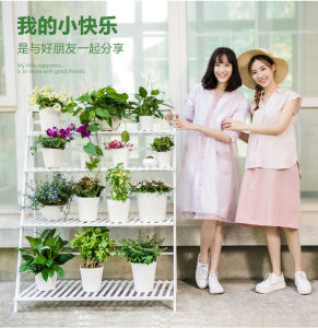 Hokaichi 70Cm 3 Layer Bamboo Wood Ladder Plant Foldable Flower Display Shelf