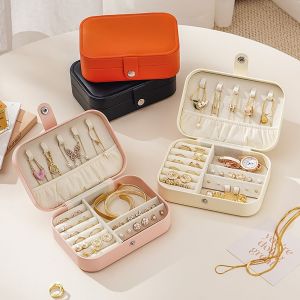 GOLDVAULT Velvet Interior Jewelry Storage Box Anti-oxidation PU Leather Jewel Case Simple Movable Partition Jewelry Display Box for Earrings Necklaces Bracelets Ring