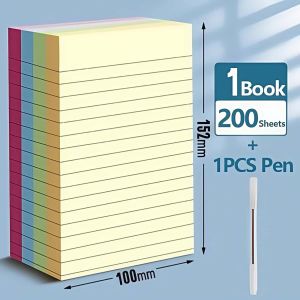 200 Sheets Lined Sticky Note Colored Memo Pad Student Stationery School Supplies