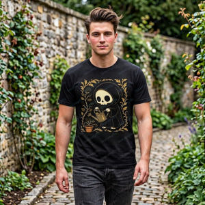 [Local Stock] VCC Funny Kawaii Goth Skeleton Gardening Graphic Printed Tshirt Casual Fashion Loose Harajuku Man Tshirt Summer Cotton Women Tees