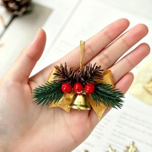 MUMU 5pcs Có Chuông Đồ trang trí Giáng sinh Đỏ Xanh Thiết kế nơ dây chuyền quả thông Berry Vật liệu hỗn hợp Đồ trang trí treo cây thông Noel Đồ trang trí ngày lễ