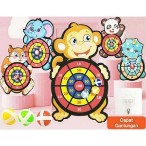 Mainan lempar bola tempel dart ball Papan Panah Kartun Dart Game Board