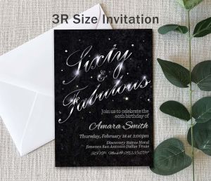 60th Birthday Invitation - Sixty and Fabulous Invite - Senior - Personalized - Customized - 3r - 5r