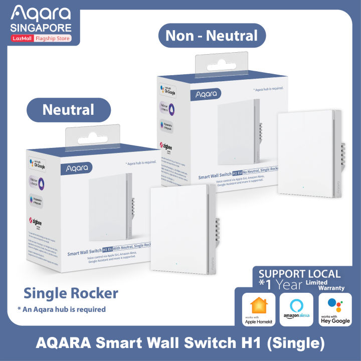 AQARA Smart Wall Switch H1 EU with (Single Gang / Rocker), Support