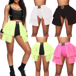 Women Dancing Tutu Skirt Layered Tulle Skirt Lace Bustle Skirt Ruffle Tiered Tulle Tutu Overskirt Underskirt Clubwear