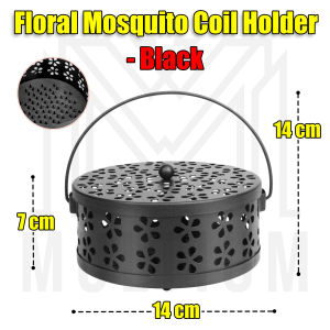 Black Floral Mosquito coil holder| Floral coil holder| Mosquito coil box| Mosquito coil case |Mosquito coil and holder| Mosquito coil holder portable|Outdoor mosquito coil holder case| Hollow coil holder