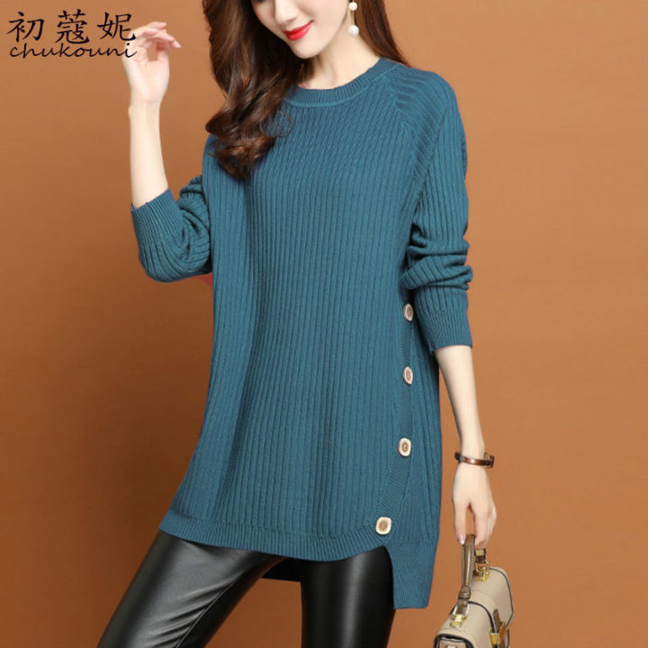 Winter New Women's Sweaters Mid-length Loose Long Sleeve Sweater Dress  Women's Fashion Knitted Sweater Lazada