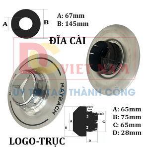 Logo chụp mâm ốp lazang bánh xe ô tô Maybach G010-C chân cài dạng xoáy ốc làm từ chất liệu hợp kim nhôm và nhựa ABS
