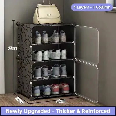 4-8 Layers Shoe Rack Shoe Cabinet Storage Boxes Foldable Dust-Proof Stackable Screwless