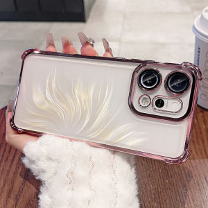 เคส OPPO Reno14 Pro F Reno14F Reno15ProMax Reno15F 4G 5G ใสนิ่มเคลือบเงาสี่มุมทนต่อการกระแทกสีเหลืองฝาครอบหลังซิลิโคนโปร่งใสบางเฉียบ