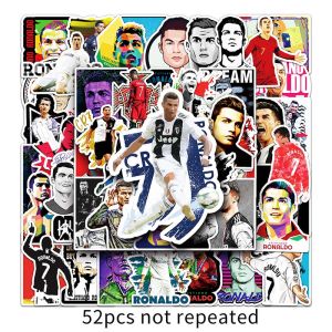 52PCS bola sepak bintang Cristiano Ronaldo pelekat kalis air Helmet basikal kereta Decal