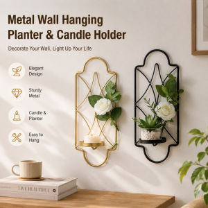 Wall Mount Candle Stand Geometric Golden Candlestick European Style Rustic Vintage Wall Holder Decor