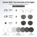Cyxus Anti Blue Light Photochromic Lens Computer Glasses Blocking Anti Radiation Glasses Stainless Steel Metal Frame Reduce Headache Anti Eye Eyestrain Eyeglasses Unisex 8090. 