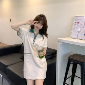 IELGY Đầm Cổ POLO Đầm Dài Vừa Phải Thiết Kế Mỏng Mùa Hè Mới 2022 Cho Nữ