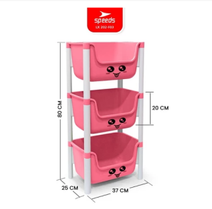 SPEEDS Rak Mainan Rak Susun Tempat Penyimpanan Rakit Kotak Mainan Roda Serbaguna Toy Storage 202-F03