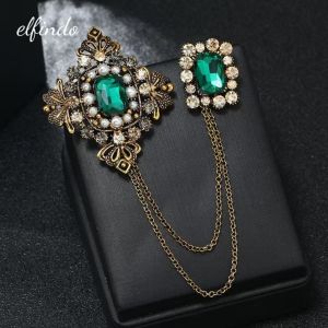 elfindo-213 Bros Rantai Jas Pria Dan Wanita Lapel Pin Bros Crystal/Bros Premium Unique Crystal Emerald