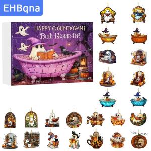 [COD] EHBqna SPORTS ปฏิทินนับถอยหลังวันฮาโลวีน24ชิ้นฟองผีของประดับในห้องน้ำปฏิทินจุติของตกแต่งหนังสืออ่านผีตลกน่ากลัว