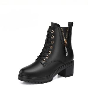 Size 35-40 Boots New British Style Mid Top Boots Thick Heel Versatile Womens Shoes