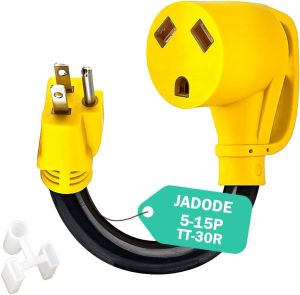 RV Power Adapter 12 Inch 30Amp Female to 15 Amp Male Pigtail RV Adapter 125V 1875W Heavy Duty 10 AWG Wire Size UL ETL Listed RV Generator Adapter for Connecting Rvs Evs