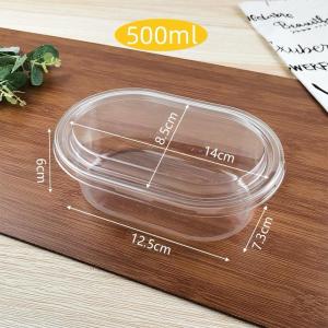 10pcs 500ML Transparent Acylic Oval Dessert Container for Salad Mousse Cake clear plastic dessert Kitchen Utensils (THICK)