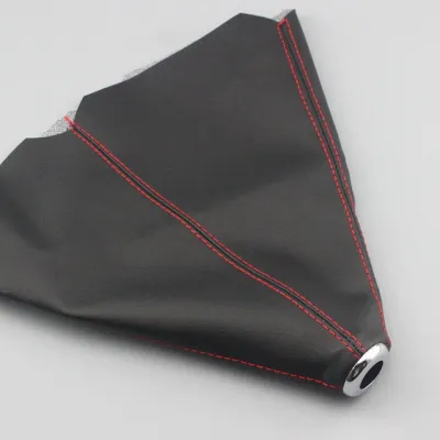 Universal Bright Black beige Red PU Leather Gear Shift Knob Cover Red Stitch Gaiter Boot Shift Knob Boot Dust-Cover Gear Gaiter Cover Gear Shifter Boot Shift Knob Gaiter Boot