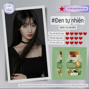 Dầu Gội Phủ Bạc Nhuộm Tóc 1 Hộp 10 Gói Thảo Dược Tại Nhà Lên Màu Đều Bóng Đẹp Tự Nhiên