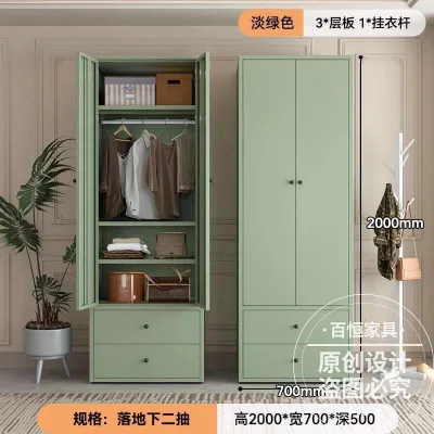 Iron Art Wardrobe for Home Bedroom Storage Cabinet Childrens Steel Wardrobe Rental Room Small Apartment Miscellaneous Storage Iron Cabinet