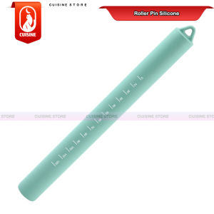 Rolling Pin Silikon Anti Lengket Penggiling Adonan Kue Roti Non Stick dengan Skala Pengukur Tebal