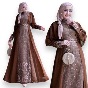 GAMIS KAYLA/ BRUKAT MEWAH / BAJU LEBARAN / GAUN PESTA / PAKAIAN WANITA / BUSANA MUSLIM