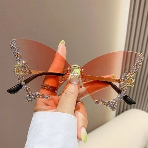 BESTITIT Rhinestone Oversized Y2K Eyewear Purple Sunglasses for Women Bling Sun Glasses Ladies Shades Butterfly Sunglasses
