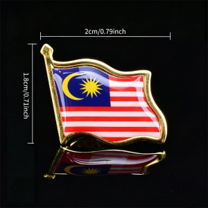 🔥 5PCS 20PCS 50PCS Malaysia Flag Crystal Brooch Metal Lapel Pin National Day Souvenir Gift School Office Event