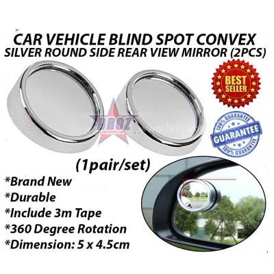 Car Vehicle Side Rear View Wide Angle Mirrors Blind Spot Mirror Round Convex Cermin Pandang Belakang Kereta 2pcs/set