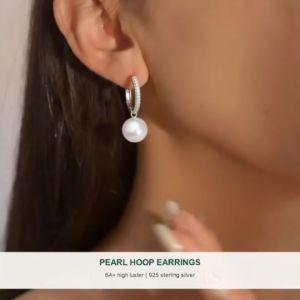 SINLISH Store Recommended Must-Have 6A+ Perfectly Round Flawless Natural Pearl High Luster Earrings 9-10mm