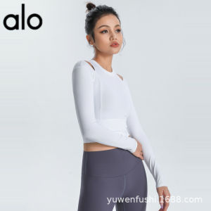 Al0-yoga European and American Style Crop Top Sports Long Sleeve Women Elastic Slimming Tight Yoga Shirt Quick Dry T Running Fitness Shirt  -ALO