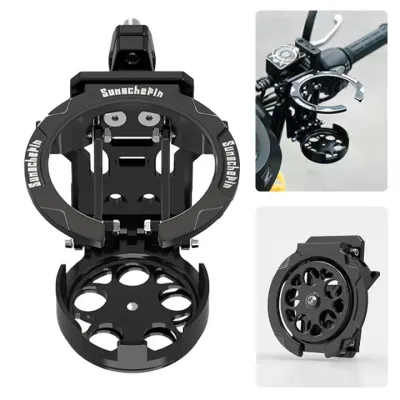 Foldable Motorcycle Bottle Holder Turntable Bicycle Water Bottle Cage Cup Holder Universal Premium Handlebar Mount Cup Holder