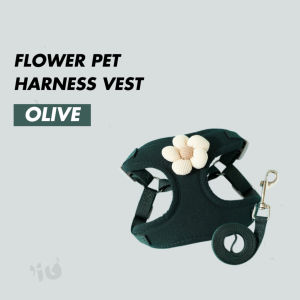 CAT DOG HARNESS LEASH BREATHABLE VEST PLAIN FLOWER DESIGN for Puppy with Flower Decoration Kolar Bunga 狗狗背心