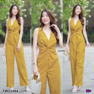 Jumpsuit จั้มแขนกุด แต่งบิดเอว TT22494