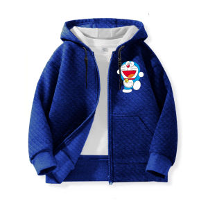 Jaket Zipper Anak Hoodie Laki-Laki Perempuan Usia 1-12 Tahun Sablon Doraemon Bahan Diamond Kniit